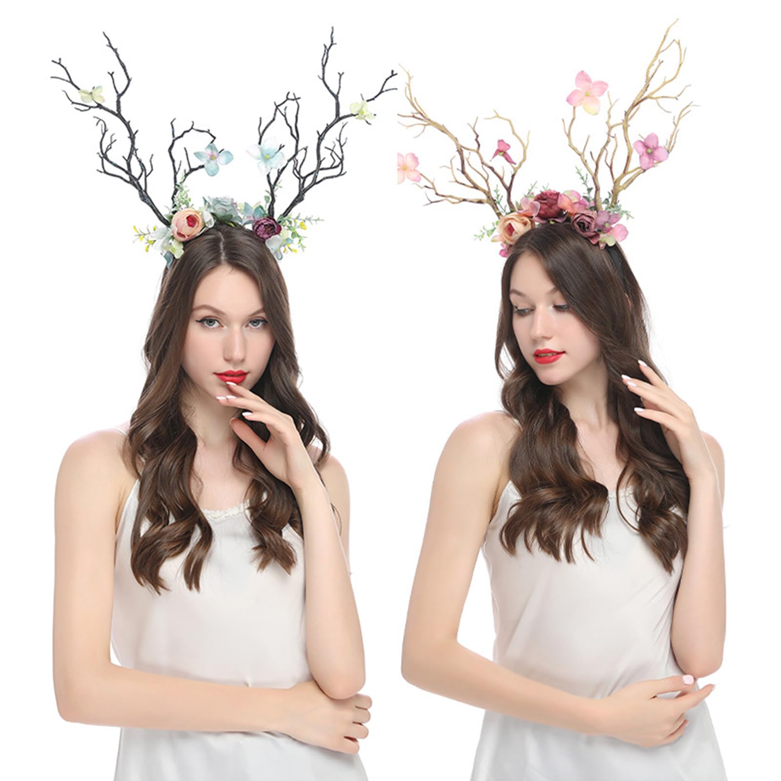 10 diademas florales de ciervo, accesorios de disfraces, accesorios de disfraces, accesorios de cosplay para mujeres y niñas, gorro de reno, accesorios de cosplay