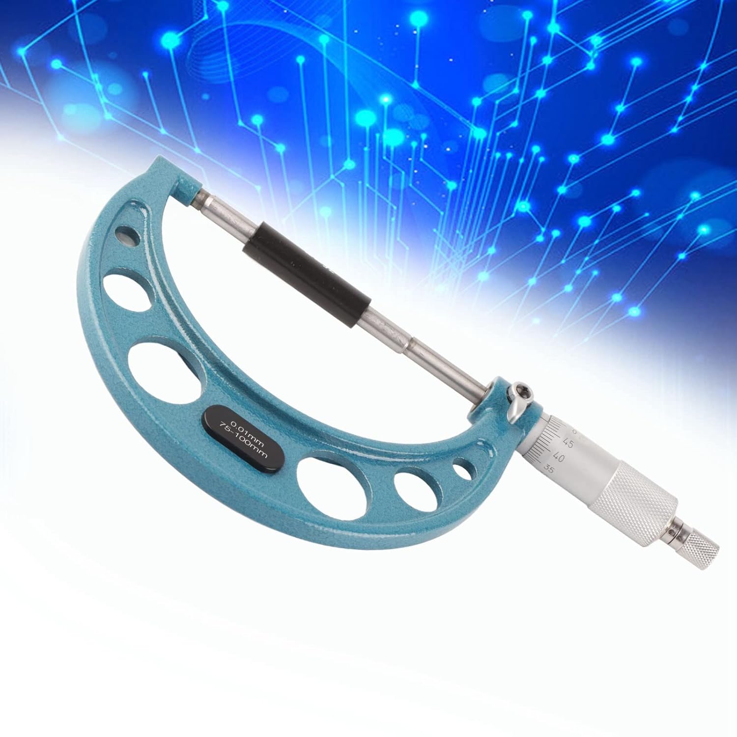 Walfront Outside Micrometer Outer Diameter Micrometer Micrometers Tool Measurement for Metric Thickness Outside Micrometers (75-100mm)