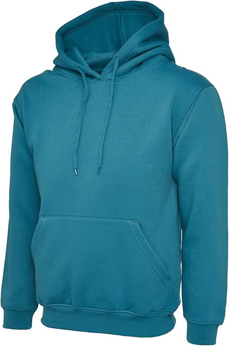 Uneek Men's Classic Sweatshirt - 300 GSM Pullover Hoodie, Sky Blue, 2XL