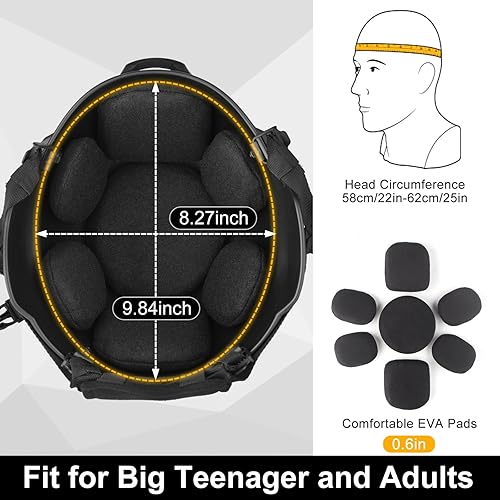 Miniatura 9 de Casco de Airsoft, casco táctico negro, malla de máscara de Airsoft, máscara de pasamontañas elástica, gafas antivaho Airsoft, protección táctica