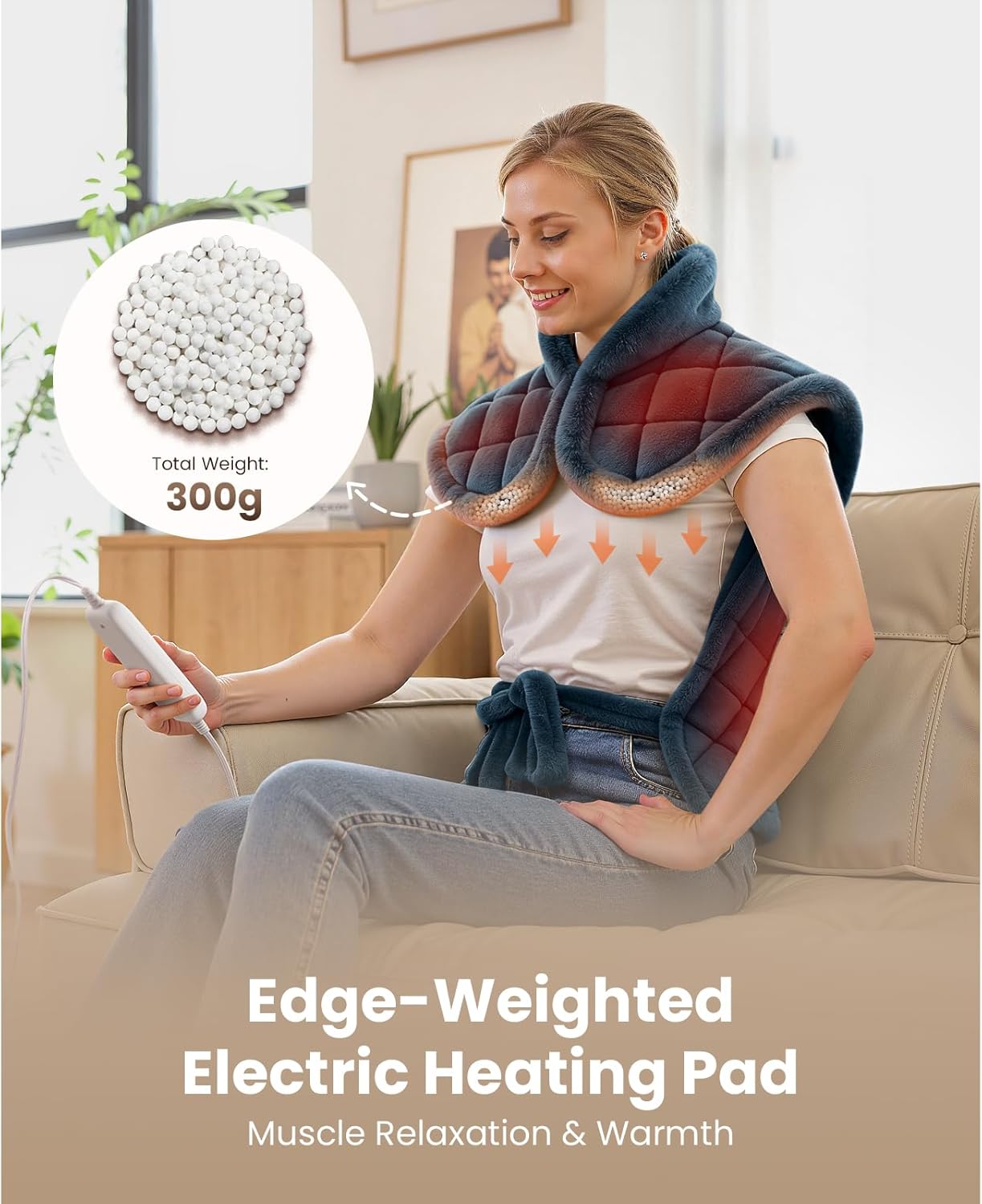 Bob and Brad Heating Pad for Back Pain Relief, FSA Eligible HSA Eligible Electric Heat Pad for Neck Shoulders & Full Body, Edge-Weighted Design, Fast Heating, ETL Certified, Gift for Women Men 24"x33" - Image 2