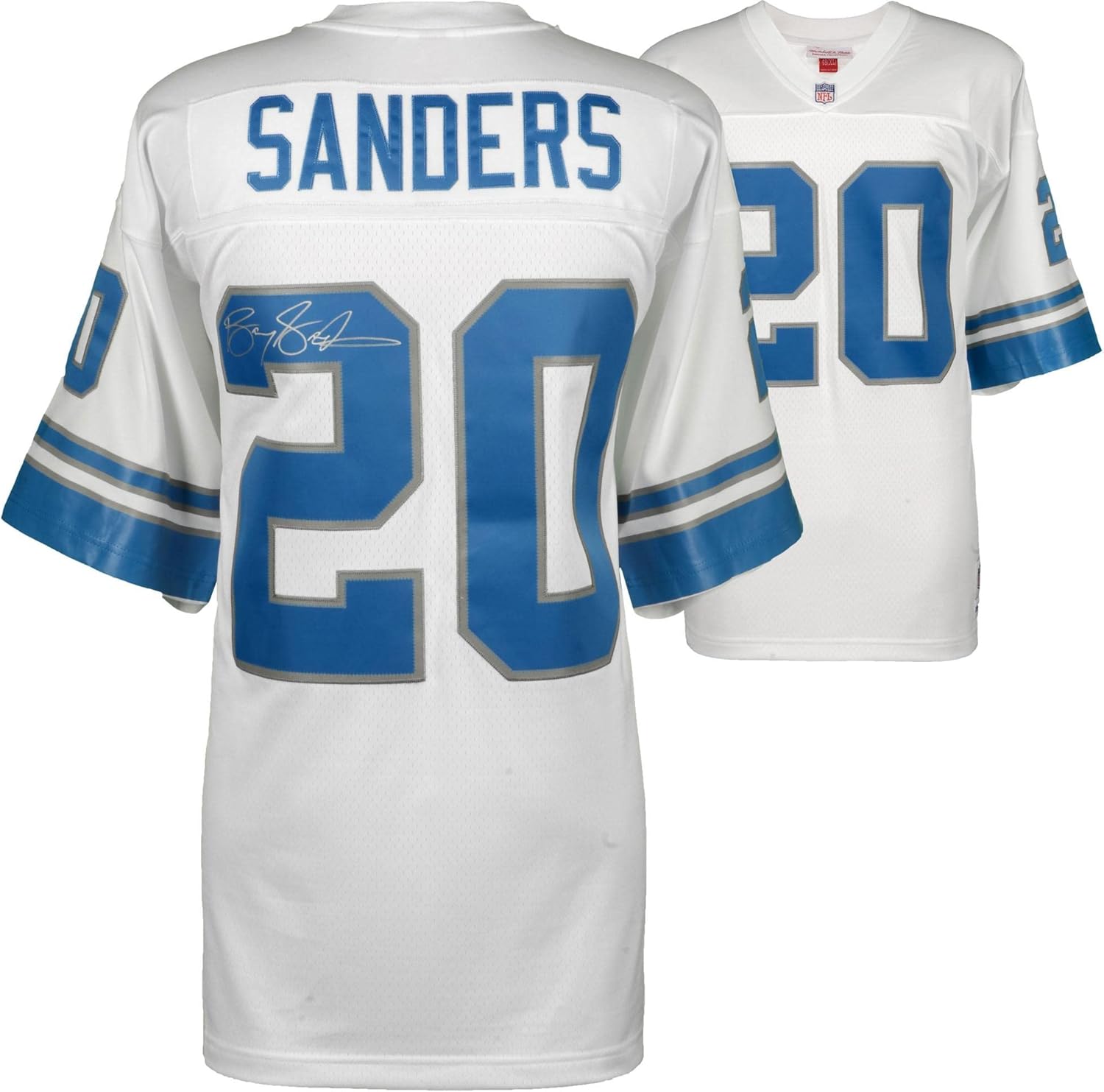 Barry Sanders Detroit Lions Autographed White Mitchell & Ness Replica Jersey Autographed NFL