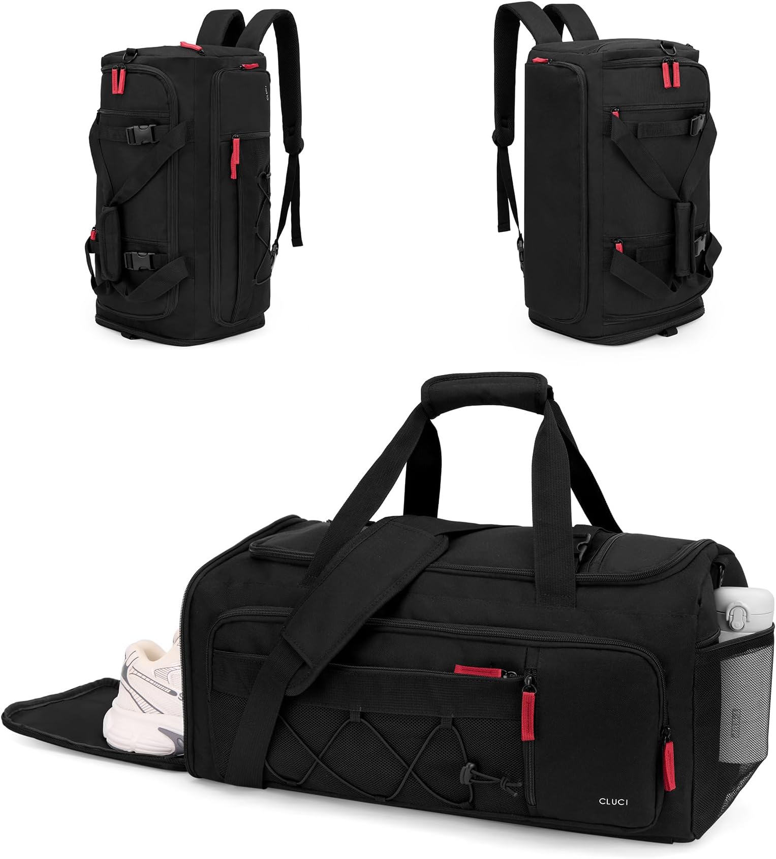 CLUCI Gym Bag for Men & Women, 35L Sports Duffle Bag for Travel,4 in 1 Weekender Bag,Overnight Backpack with Shoe Compartment,Carry on Duffel Bag for Airplane