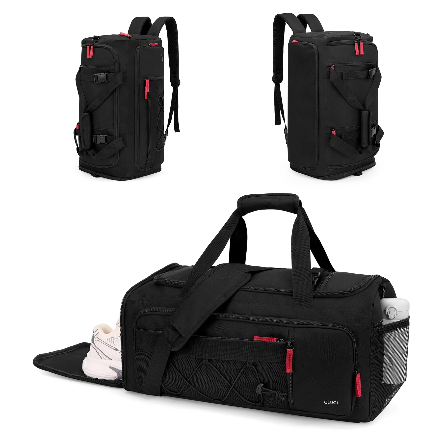 CLUCI Gym Bag for Men & Women, 35L Sports Duffle Bag for Travel,4 in 1 Weekender Bag,Overnight Backpack with Shoe Compartment,Carry on Duffel Bag for Airplane