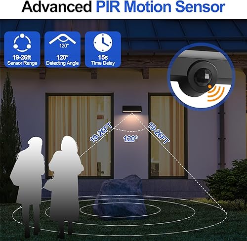 Miniatura 5 de FUDESY Lámpara solar LED de pared para exteriores, sensor de movimiento del atardecer al amanecer, lámpara solar con 3 modos de iluminación, lámpara