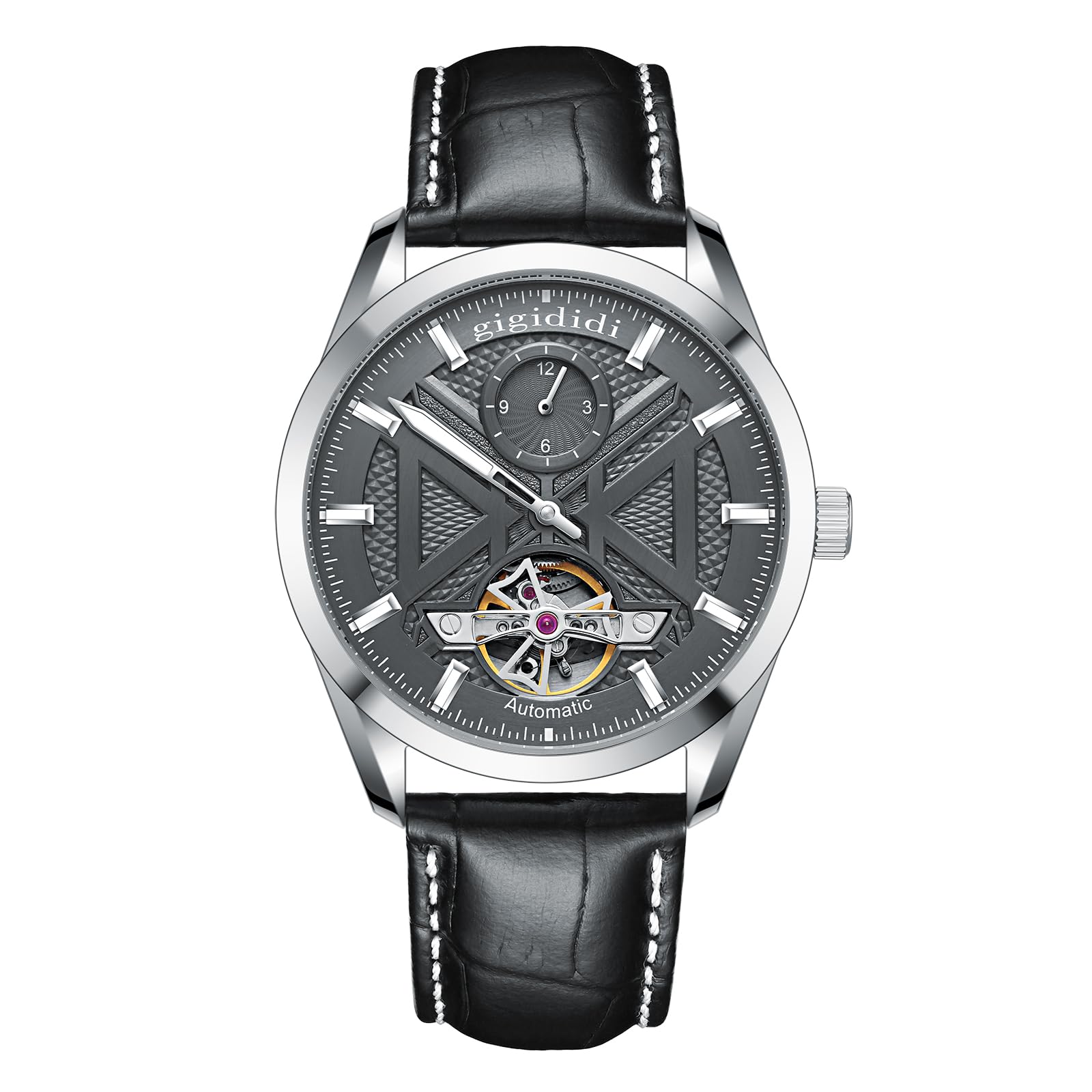 gigididiAutomatic Watch with Mechanical Movement Stainless Steel Waterproof Men's Wrist Watches Automatically Winds
