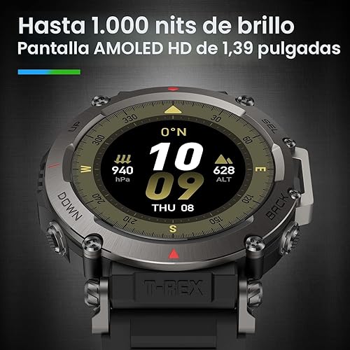 Miniatura 6 de Amazfit T-Rex - Reloj inteligente ultra táctico para hombre de 1.850 in, reloj deportivo de grado militar, GPS de doble banda, batería de 20 días,
