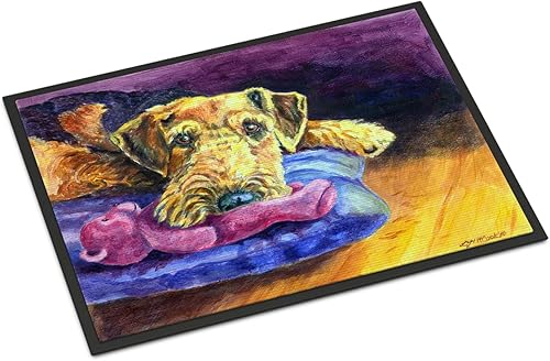 Caroline's Treasures 7345JMAT Airedale Terrier - Tapete para puerta delantera, 24 x 36 pulgadas, tapete para puerta delantera, interior y exterior,