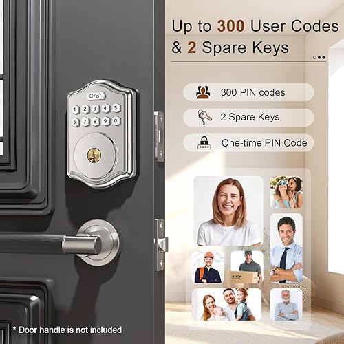 Miniatura 2 de Cerradura de puerta de entrada sin llave con código, guía de voz para teclado electrónico, cerraduras inteligentes para puerta delantera, fácil de