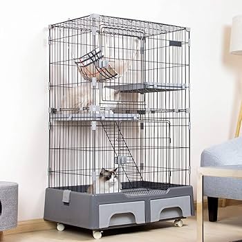 キャットケージ　キャスター付き　ケージ　ゲージ　2段　グレー　高さ120cm Amazon.co.jp: 猫 ケージ キャットケージ 2段 幅83㎝ 高さ132㎝ 猫