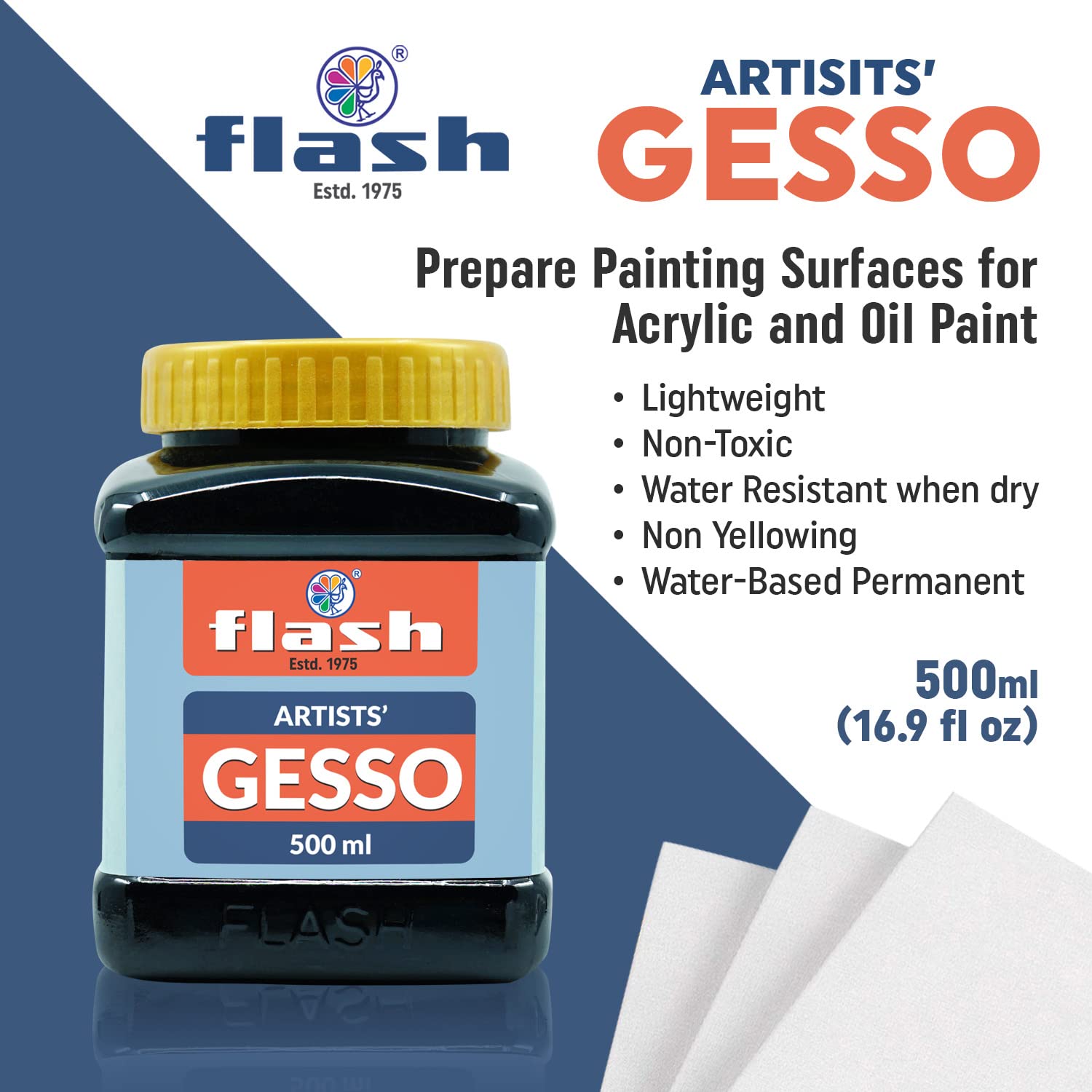 Flash Gesso For Acrylic Painting-Water Base Non-Toxic Universal Gesso Paint Primer For Artist Professionals Hobby Painters (500 ml-Black) 1