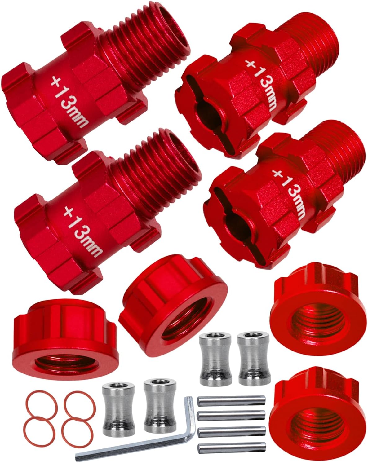 RC 13MM Extended Wheel Hub Drive 14MM to 17MM w/Anti-dust Cap Nuts 17MM Upgrades Part for 1/10 Senton/Granite/New Big Rock/Vorteks/Infraction 3S,Senton/Granite Mega550,Black & Red