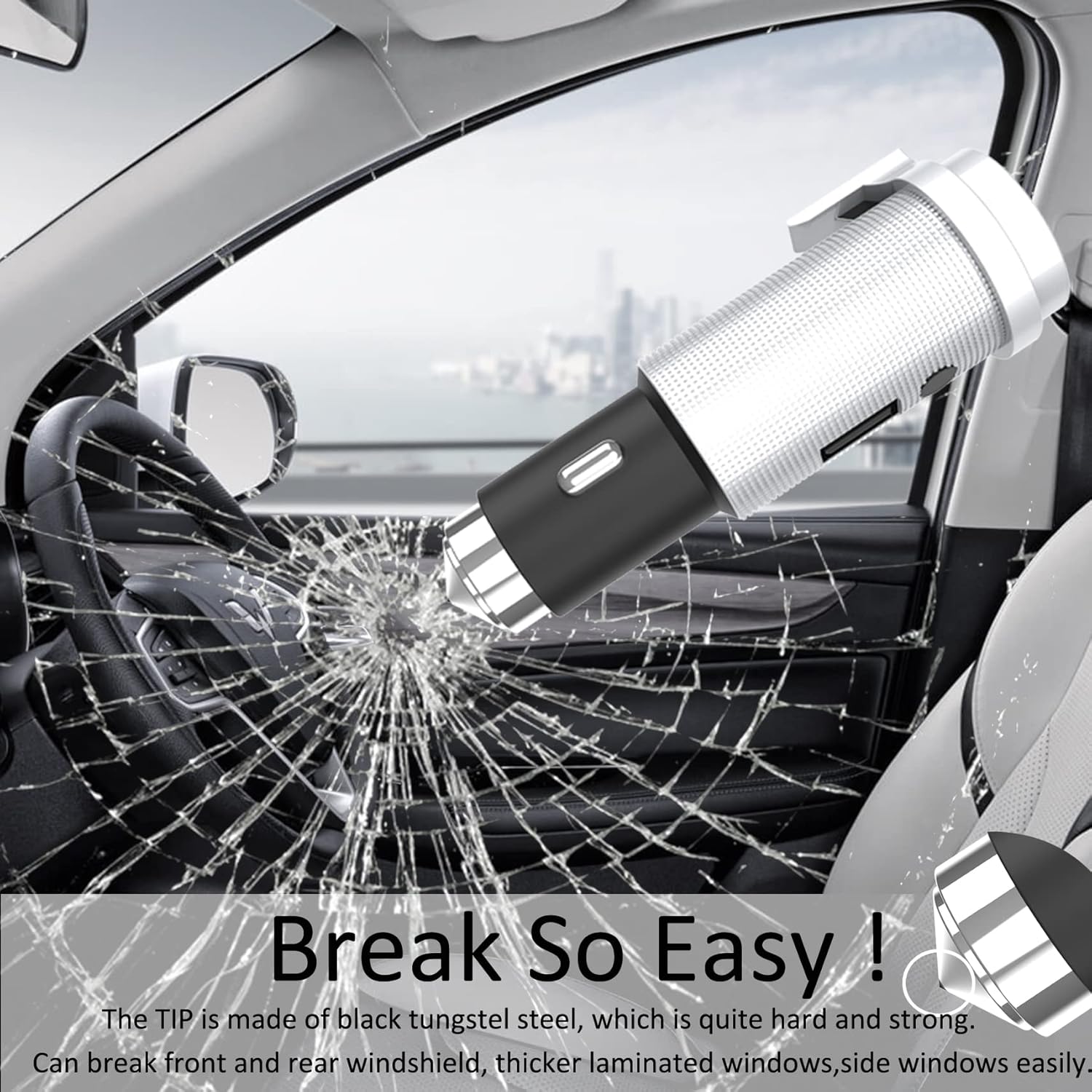 Buy OrigCharge React 6 in 1 Emergency Tool Car Charger,Plus Glass