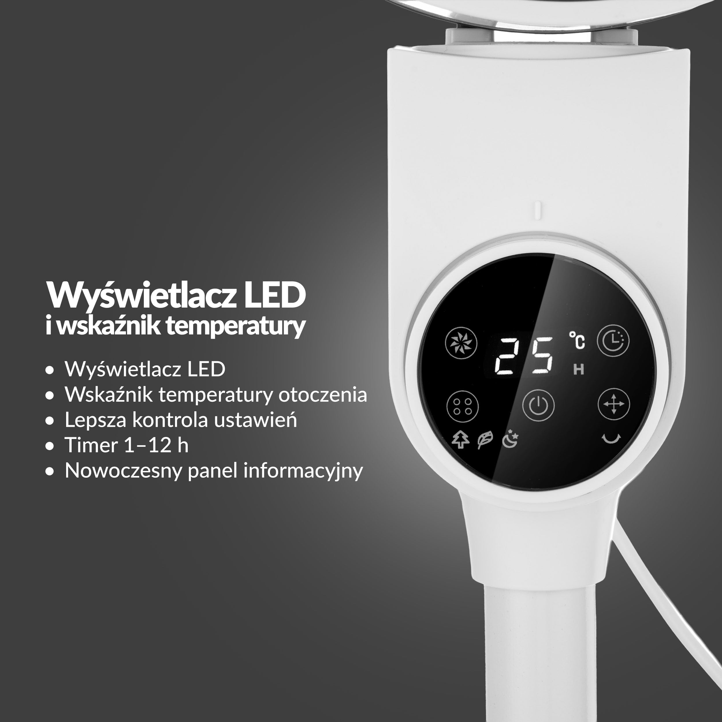 LEHMANN Wentylator stojący, cichy wentylator z trybem uśpienia i trybem naturalnym, timer 12 h, pilot zdalnego sterowania, wyświetlacz LED, oscylacja pozioma 75° + ręczne nachylenie pionowe 90°, 3