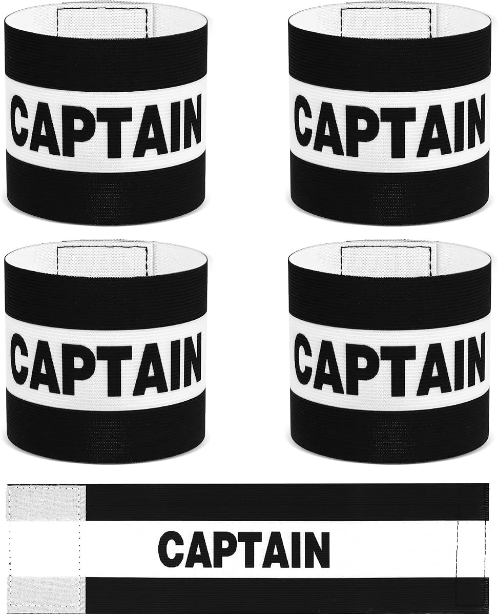 4 Piezas Brazaletes de Capitán para Fútbol, ​​Brazalete de Capitán de Fútbol Ajustable Negro, Brazaletes de Fútbol para Adultos y Jóvenes, Adecuados para Equipos de Rugby, Baloncesto y Voleibol
