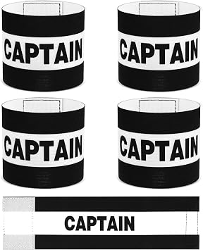 4 Pcs Captain Arm Bands for Soccer, Black Adjustable Soccer Captain Armband, Arm Bands Football for Adults and Youth, Suitable for Rugby, Basketball, Volleyball Teams