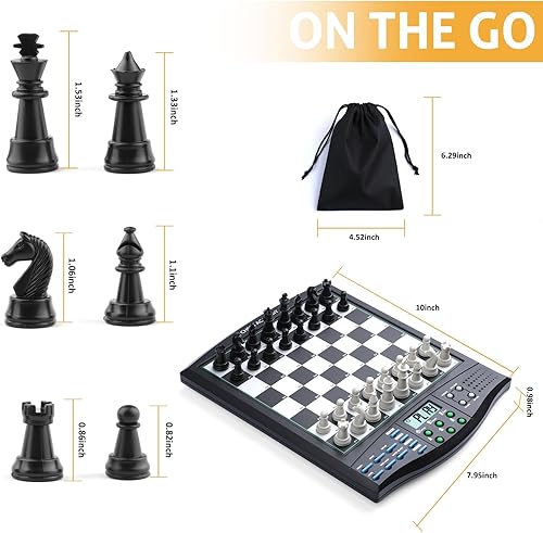 Miniatura 9 de Talking Chess Academy con sistema de enseñanza de voz, juego de ajedrez electrónico con piezas magnéticas fuertes, tablero de ajedrez electrónico