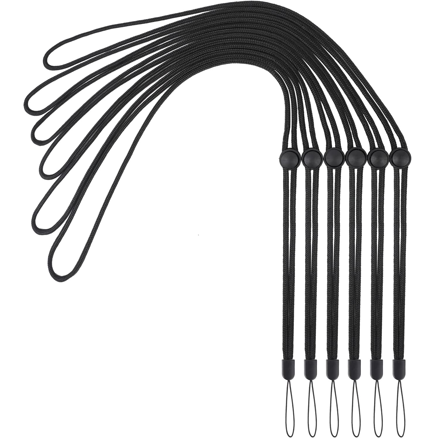 YOUOWO 6 Pack Lanyards Adjustable Neck Black Lanyard For Pen Phone ID Badges Holder Keys Office Name Badges ID Card USB Whistles