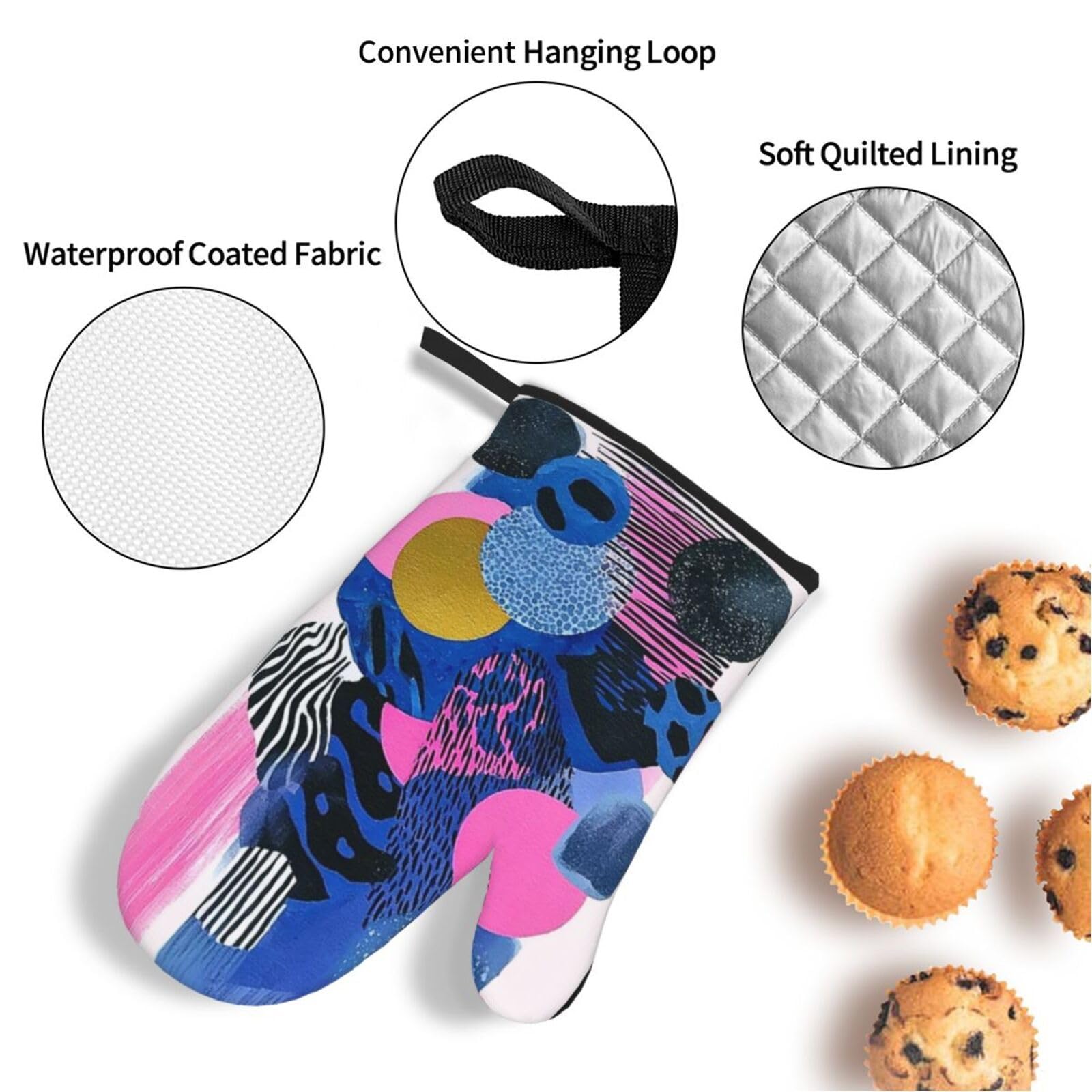 Guantes Horno Profesional Rosa Negro Manoplas Horno Almohadillas Aislantes Juego De 4 - Acolchado Resistente al Calor, Flexible,Cocina multipropósito