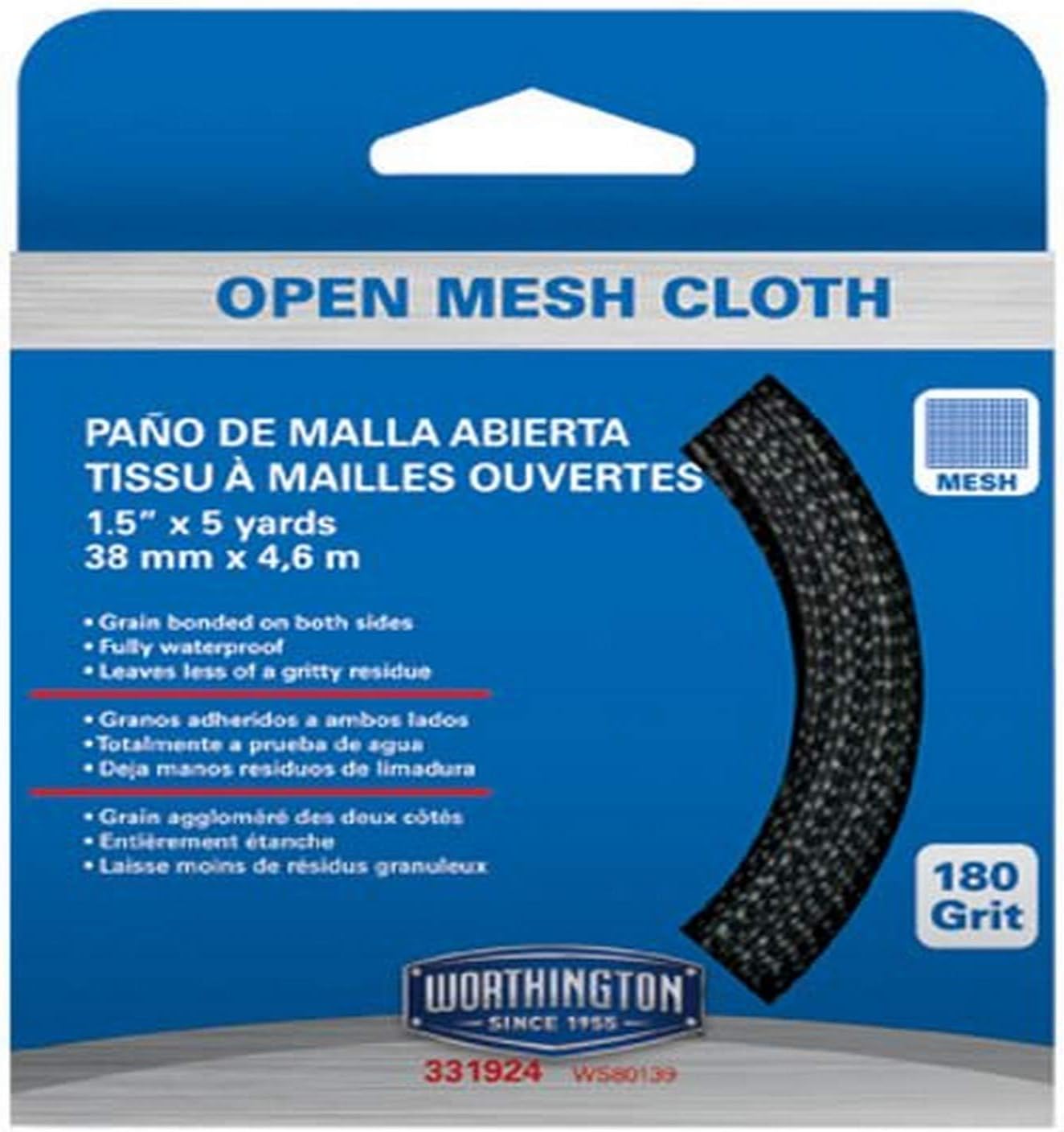 Worthington 85319 Mesh Sand Cloth, 1-1/2 inch x 5 Yards