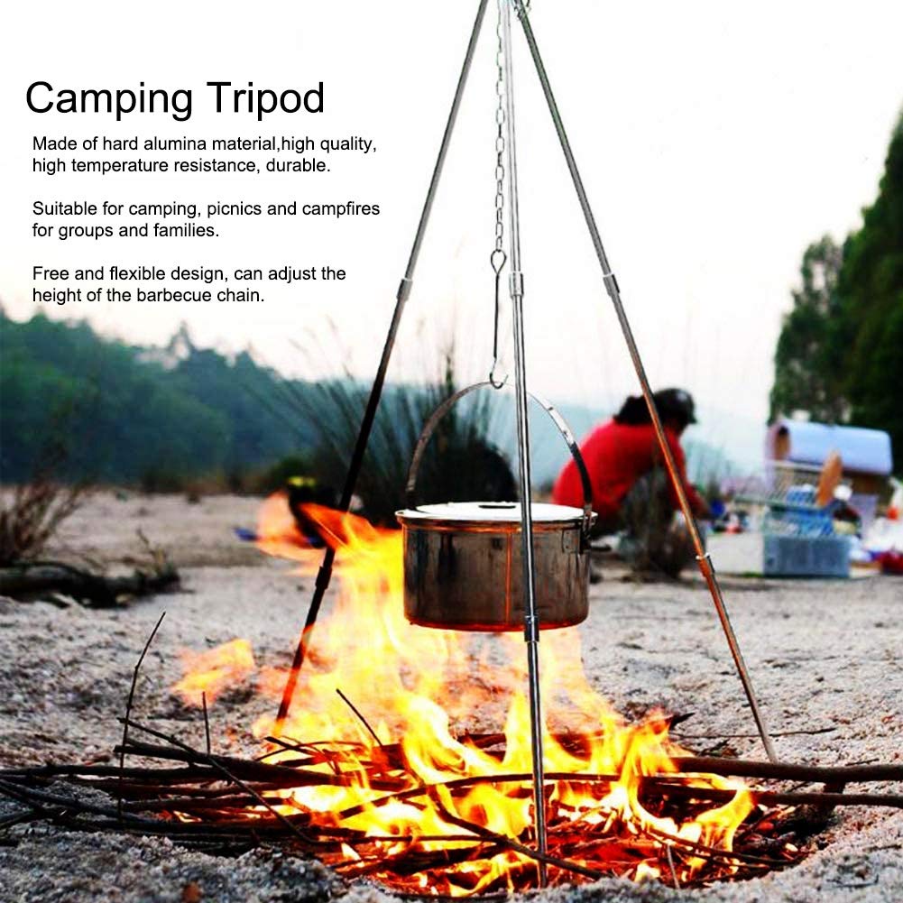 Treppiede Da Cucina Per Fuoco Wild North Goods, In Acciaio Inox Con Catena Regolabile, Portatile Per Campeggio E Bushcraft