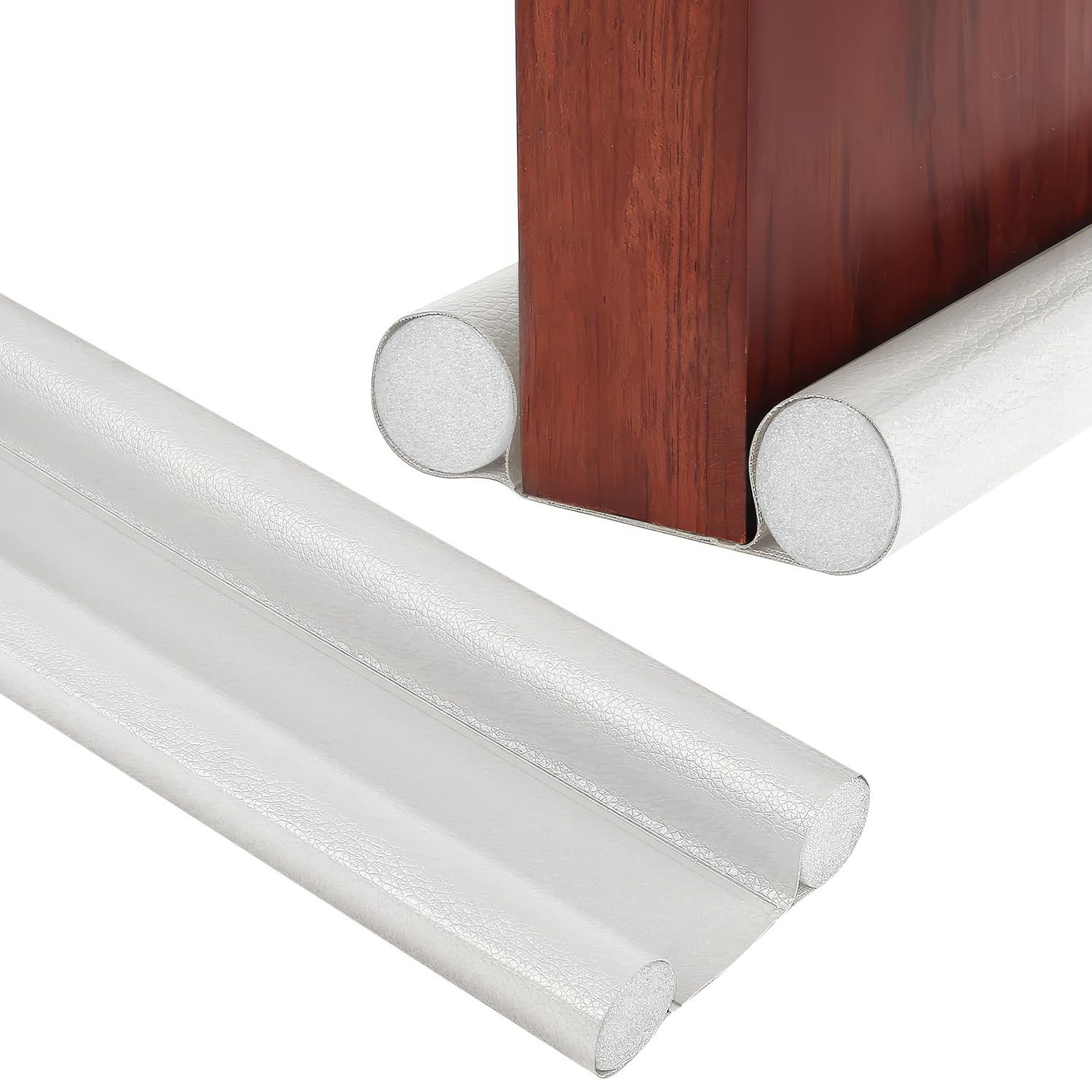 Burlete de puerta de 37 pulgadas/96 cm, burlete de puerta de doble cara, burlete para puertas, tira de sellado, puertas, burlete ajustable insonorizado para la parte inferior de la ventana (blanco)