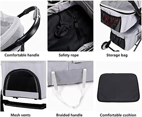 Pet Stroller Buggy Dog Cat Multi Head Dog Stroller Double Cat Dog Stroller for 2 Dogs Cat Pet Stroller Foldable Double Layer Pet Trolley Stroller for Twin or Multiple Travel Carrier Removable Cage Load Capacity 20kg
