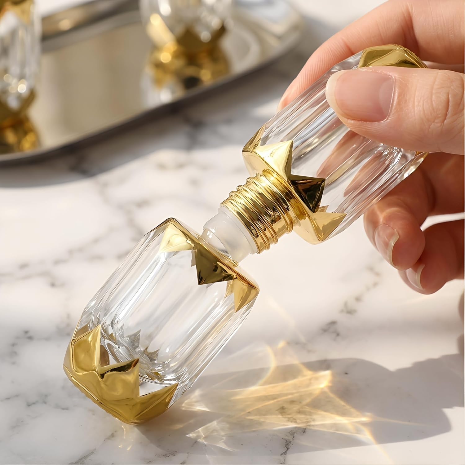 زجاجة عطر هدية للسيدات، زجاجة عطر ذهبية فاخرة، زجاجة زيت عطري قابلة لاعادة الملء، 3، 0.2 اونصة 2026 - view 2