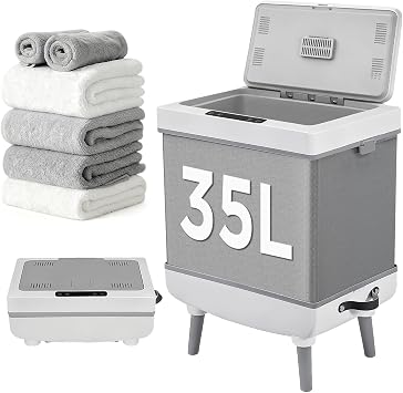 IPOW Foldable Towel Warmer 35L Large Quick Heating Hot Warming Tub Fits Up to 3 Oversized Towels45"x70", Bathrobes and Blankets Ideal for Home & Spa