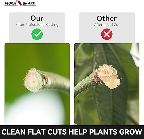 Miniatura 5 de FLORA GUARD Tijeras de podar de derivación de 8.5 pulgadas para jardinería, mango ergonómico para un fácil recorte, mango de agarre suave, tijeras