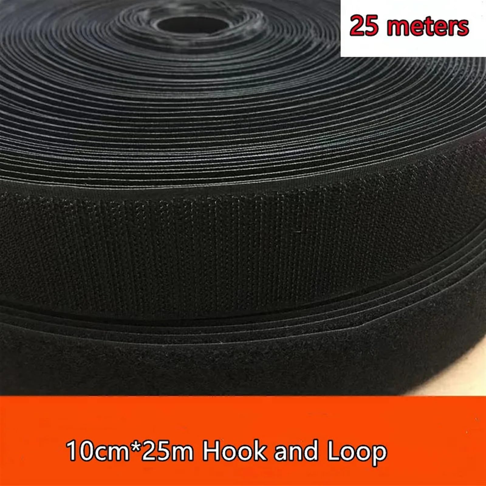 Adhesivo Fuerte Hook Y Loop Cinta de bucle gancho nailon 100mm ancho, cerrojo for ropa, zapatos, equipaje, suministros for niños, decoración mochila, 25M(Black Loop)