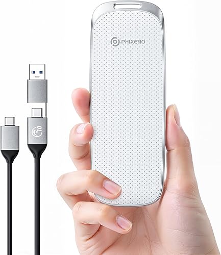 PHIXERO P10PRO NVMe SSD externo de 2 TB, hasta 1050 MBs, USB 3.2 Gen2, incluye cable USB C 2 en 1, disco duro portátil para iPhone 1516