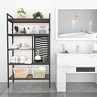 Vista 7 de Weehom Estantería industrial ajustable de 5 niveles, estantería de madera moderna con marco de metal estable, estantes de almacenamiento abiertos