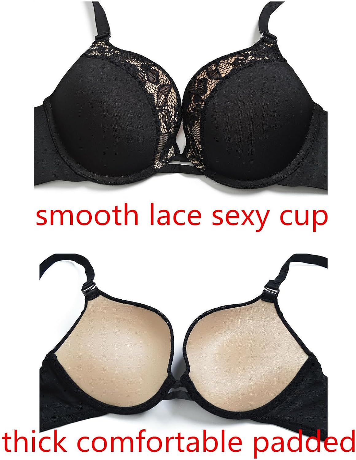 Push Up Thick Padded Plunge Underwire T Shirt Lace Bra Lift Support for Women Add One Cup - Image 5