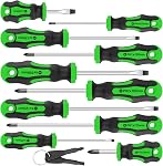 Amartisan 10-Piece Magnetic Screwdrivers Set, 5 Phillips and 5 Slotted Tips Professional Cushion Grip Screwdriver Set 2pcs Portable Multifunction Key Mini Screwdriver (Pink)