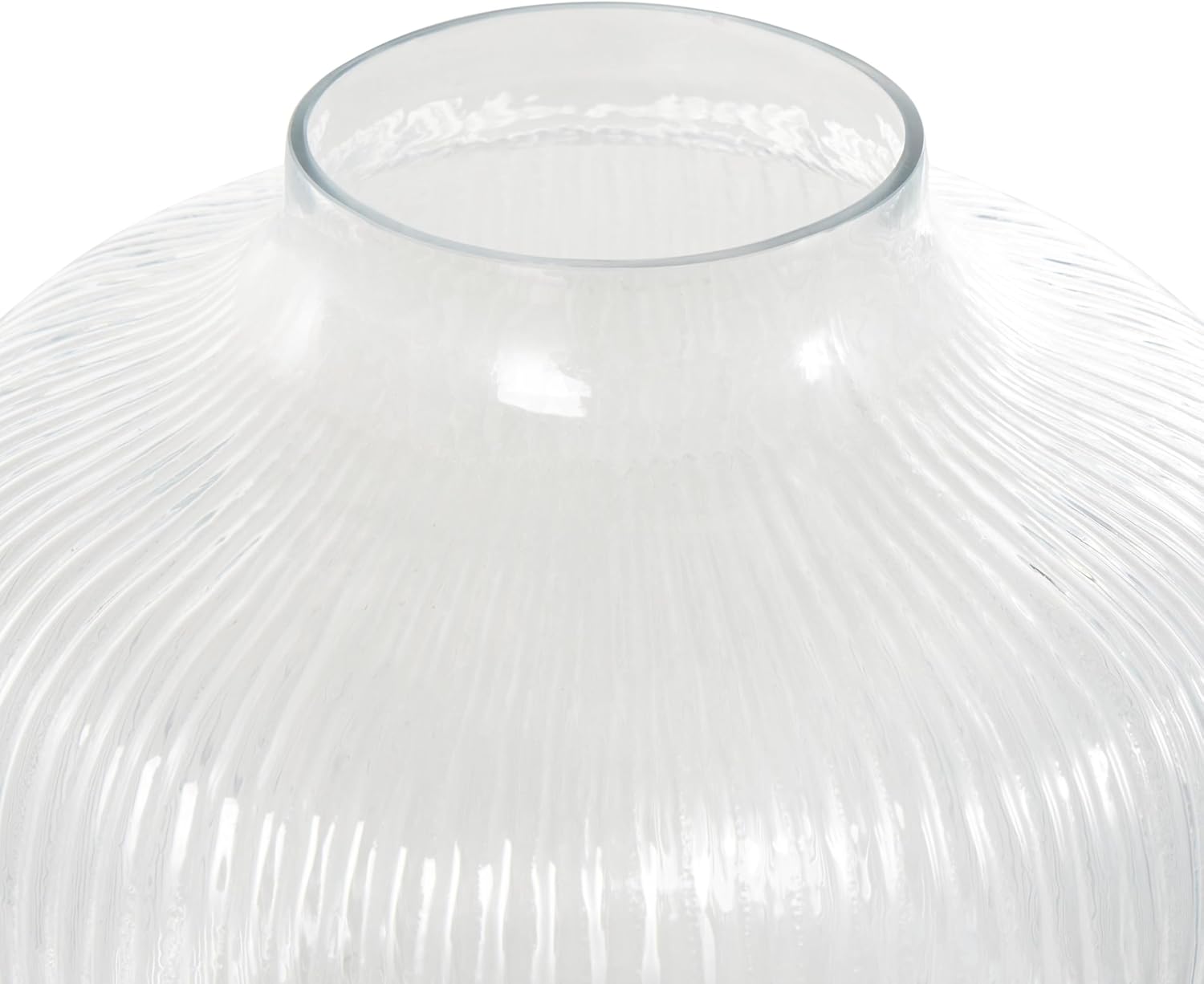 Deco 79 Glass Short Round Ribbed Fluted Vase, 10" x 10" x 11", Clear