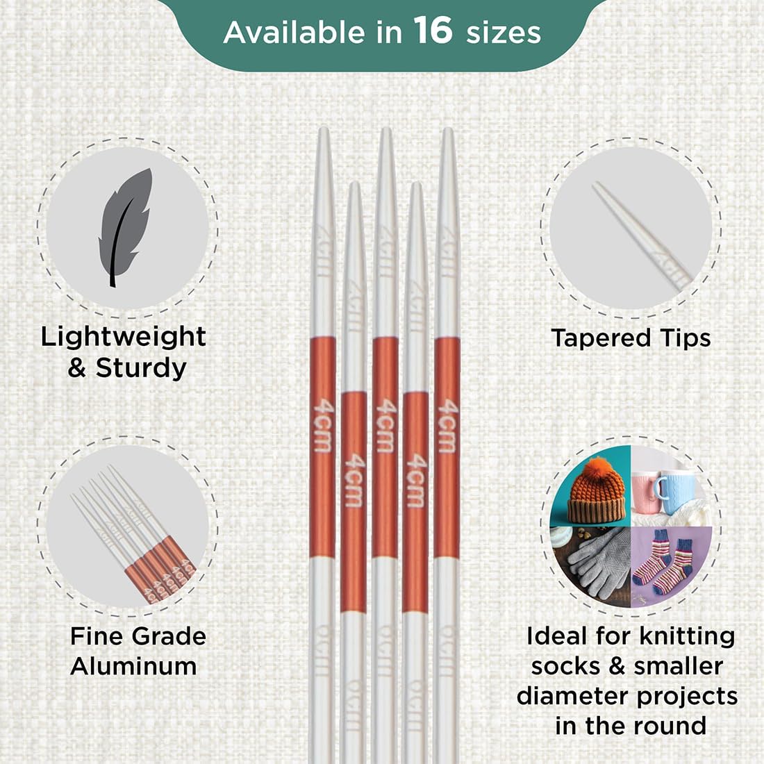 KnitPro Smartstix Double Pointed Needles 8" (20cm) | US Size 1.5 (2.5mm)