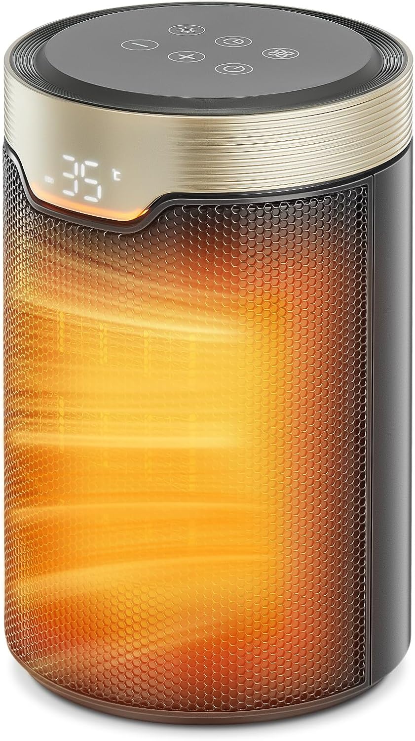 FOHERE Space Heater, ETL Certified 1500W PTC Portable Electric Heaters with Thermostat, 24H Timer, Memory Function, Touch Display, 5 Modes, Fast Heating, Quiet Safety Heat for Office Bedroom Home