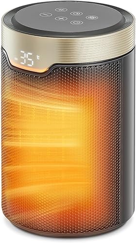 FOHERE Calentador de espacio, calentadores eléctricos portátiles para uso en interiores con termostato, temporizador de 24 horas, función de apagado