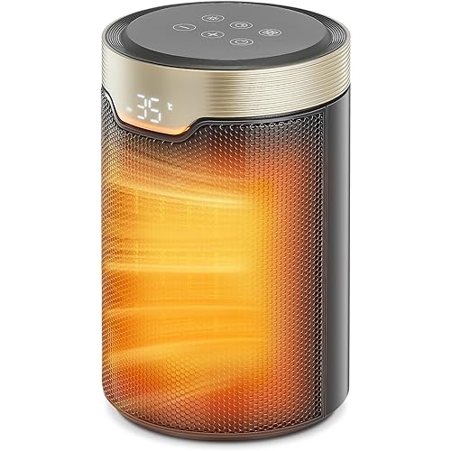 FOHERE Space Heater, ETL Certified 1500W PTC Portable Electric Heaters with Thermostat, 24H Timer, Memory Function, Touch Display, 5 Modes, Fast Heating, Quiet Safety Heat for Office Bedroom Home