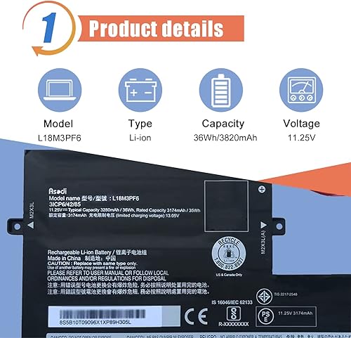 Miniatura 8 de 45N1742 - Batería para portátil compatible con Lenovo ThinkPad T550 T550s T560 W550 W550s P50S Series Notebook 45N1740 45N1741 45N1743 SB10K12721