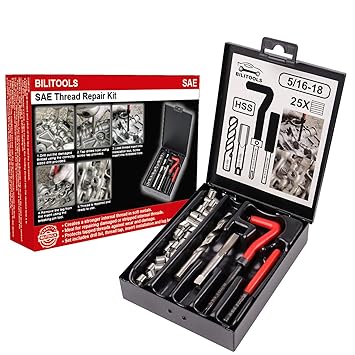 BILITOOLS 5/16-18 inch Thread Repair Kit, HSS Drill Helicoil Repair Ket SAE