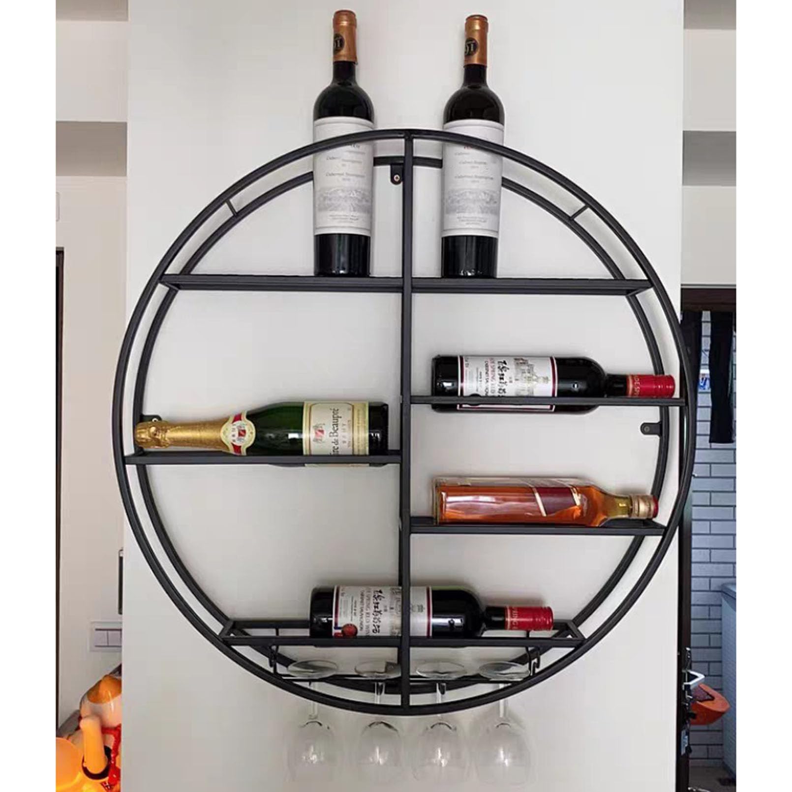 Casier à vin mural haut de gamme en métal pour verres à pied