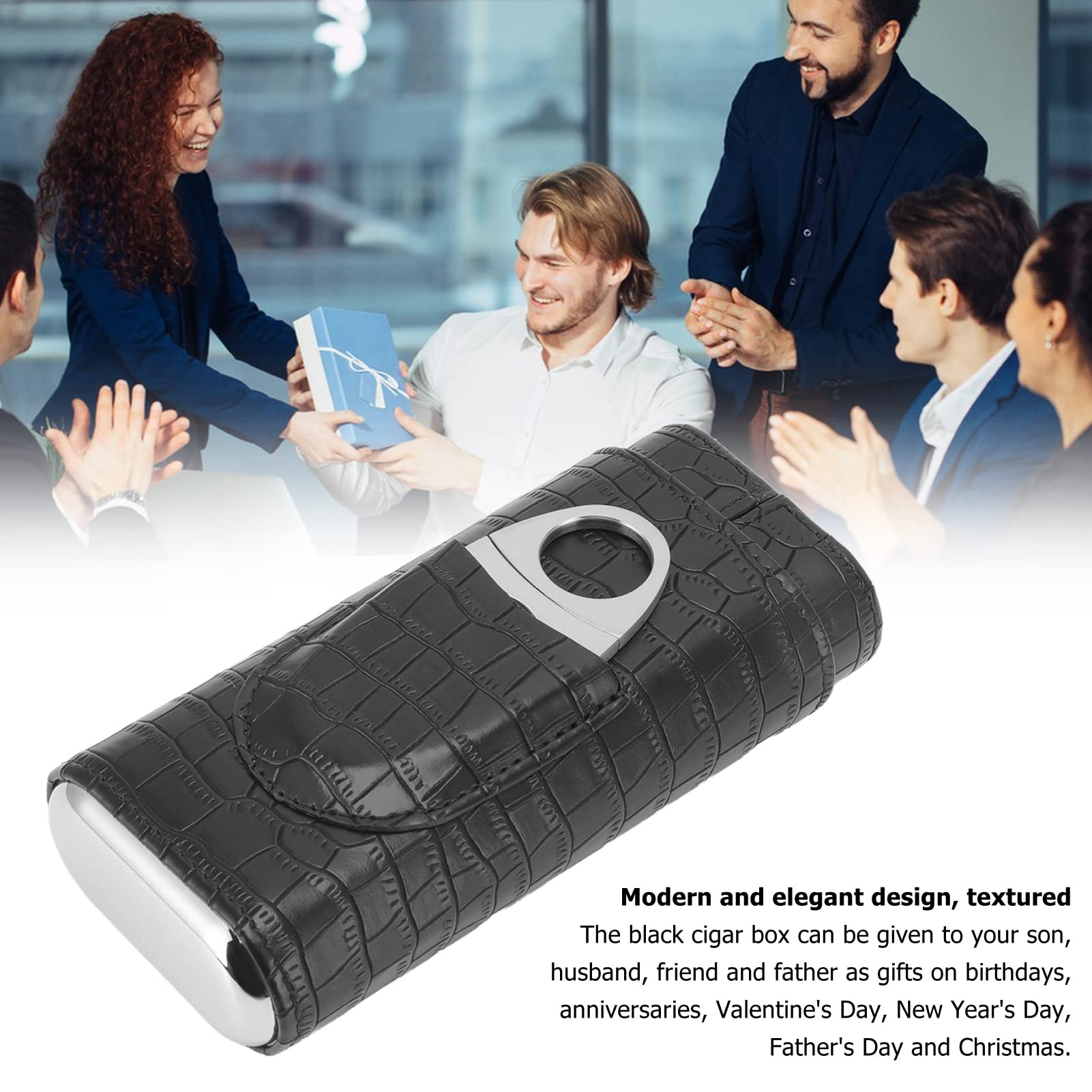 Etui na Cygara Przenośne 3 Szt. Uchwyt na Akcesoria do Cygar Cigar Humidor Etui z Nożem do Podróży Drewno Cedrowe Liner Idealne Akcesoria do Cygar Prezent dla Miłośników Cygar Czarny