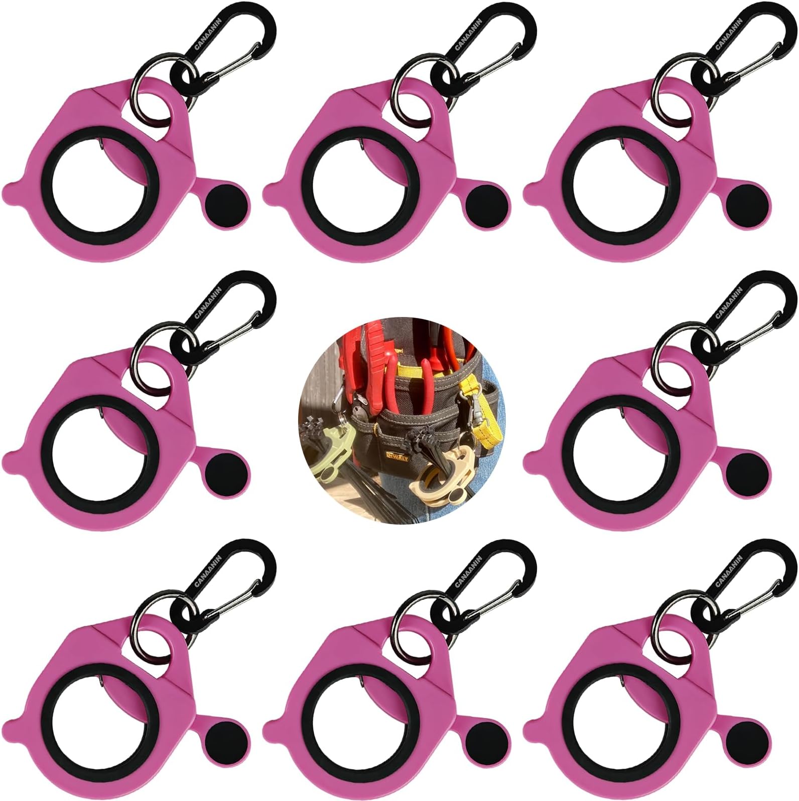Zip Tie Holder Cable Tie Holder Heavy-Duty Colored Upgraded for Tool Belt Electrician Tool Tradie Bits Organized Strong Efficient Storage Reusable Portable 8 Pack (Pink)