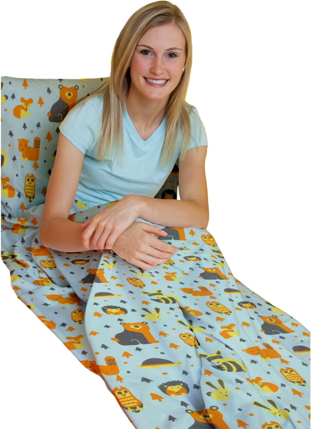 Amadora Woodland Creatures Adult Travel Sheet/Sleep Sack - Durable and Super Soft, Making The Perfect Lightweight and Easy to Pack Travel Sheet
