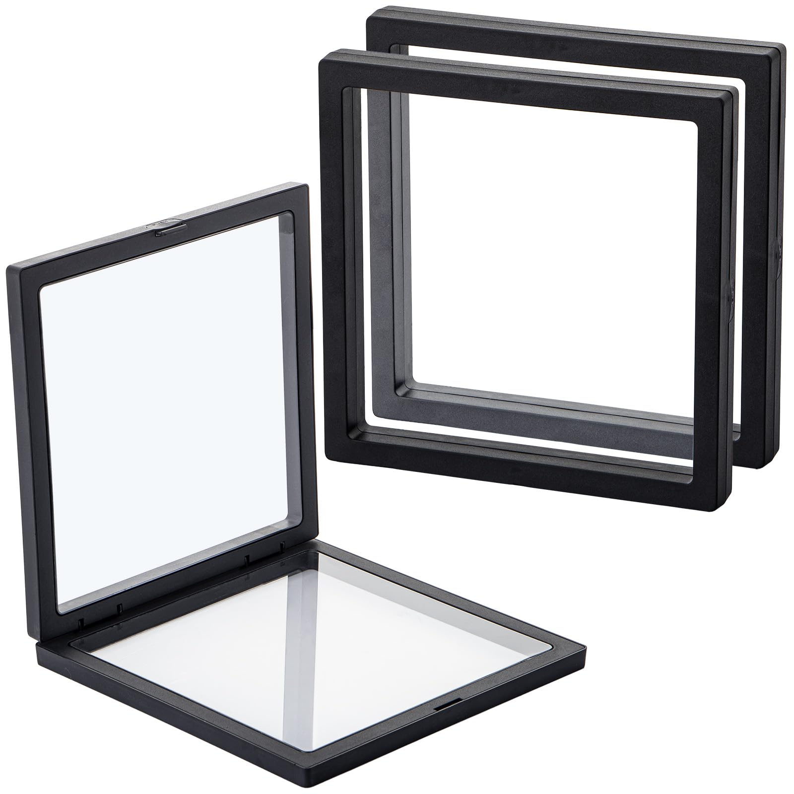 sdoot Black 3D Floating Frame Display Holder Stands, 2 Pack Challenge Coin Display Case with Base, 7.08 x 7.08 x 0.8 Inch Silicone Coin Frame , 3D Floating Jewelry Frame for AA Medallions, Jewelry