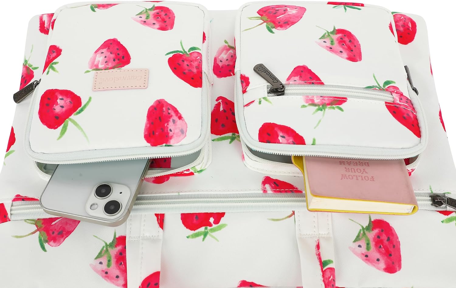 Canvaslove Multi-Pockets Laptop Case Bag, Rebound Bubble Cushioned Briefcase Shoulder Bag Fits 15.6-16 Inch Laptop (Strawberry) - Image 2