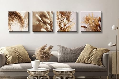 Miniatura 6 de BLINFEIRU Lienzo botánico bohemio para pared, decoración moderna y neutra de otoño, decoración de pared de granja, plantas secas y florales,