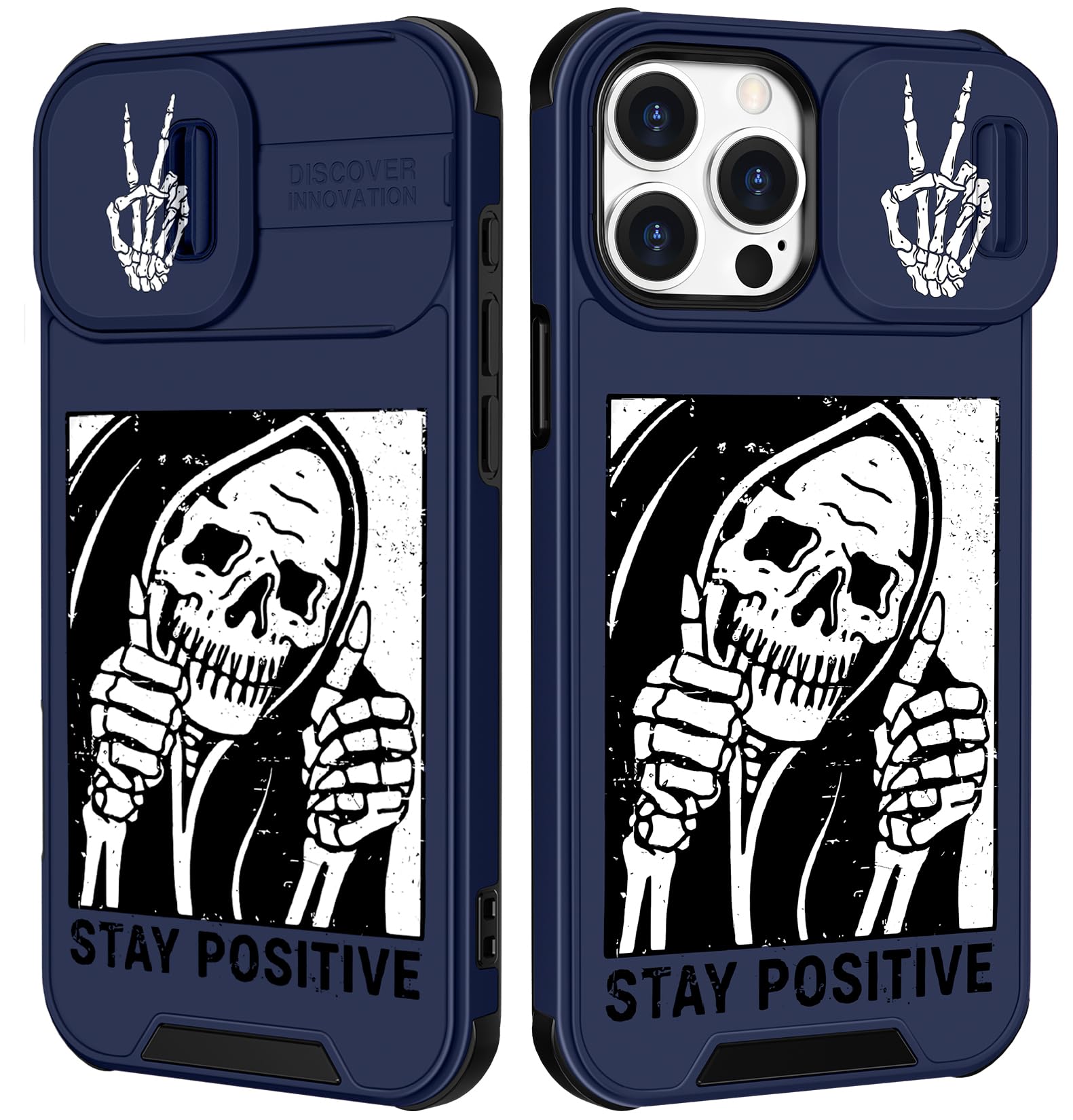 Funermei (2in1 for iPhone 15 Pro Max Case for Women Girls Skull Cute Phone Cover Skeleton Gothic Scary Spooky Horror Design with Camera Cover Funda for Apple for iPhone 15 ProMax Cases 6.7"